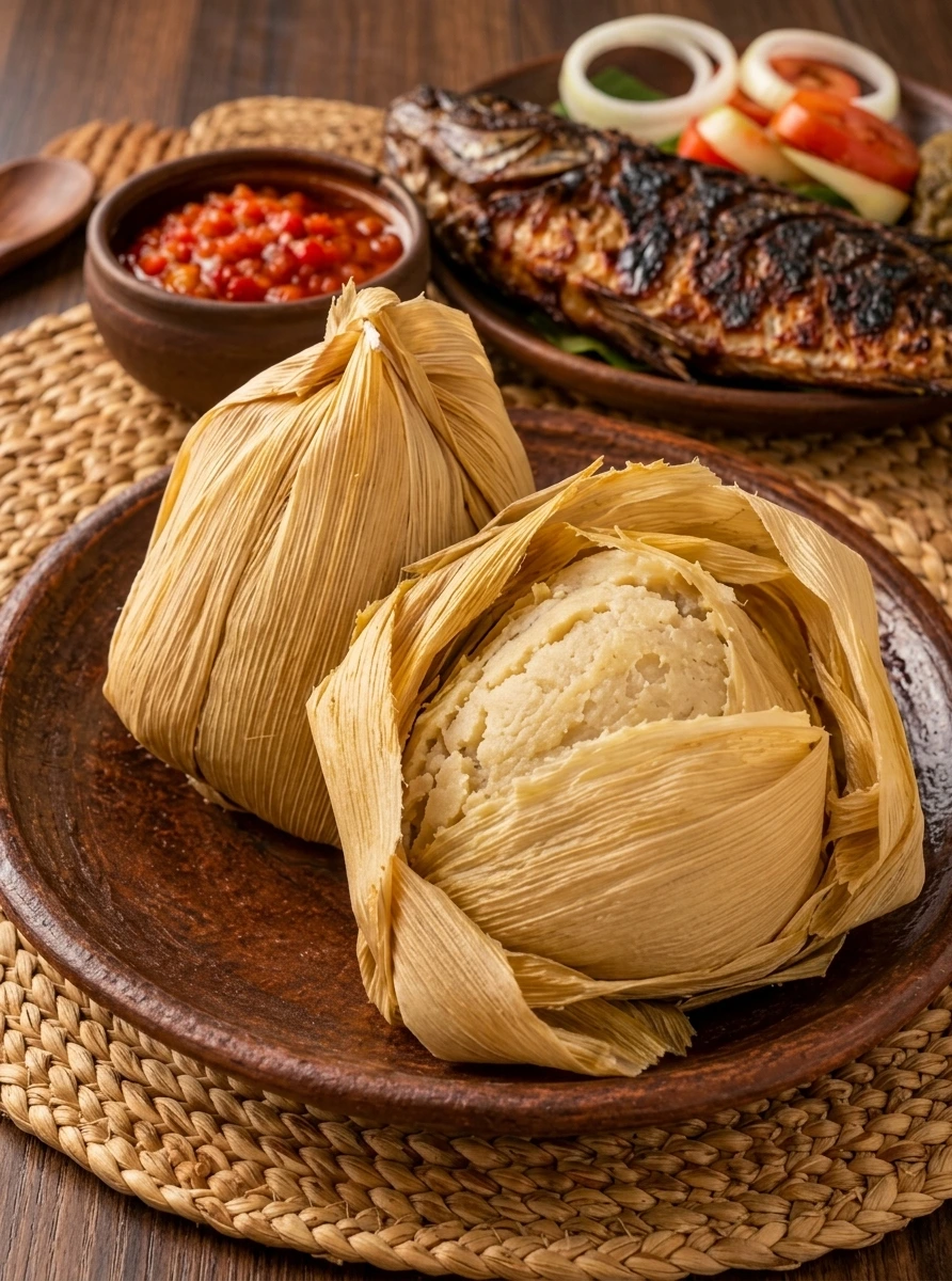 Donkunu wrapped in maize husks